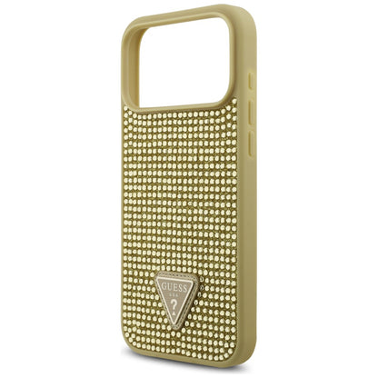 Kotelo Apple iPhone 17 Prolle, Guess, Rhinestone Triangle Logo, Kultainen
