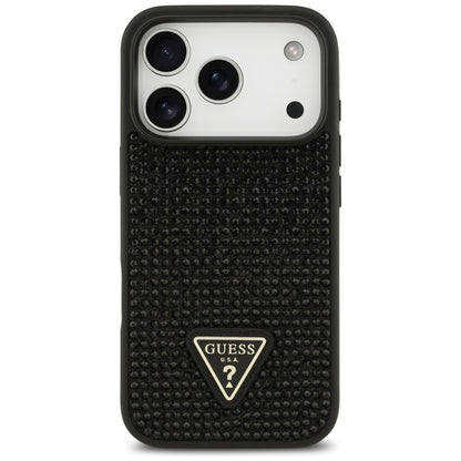 Kotelo Apple iPhone 17 Prolle, Guess, Rhinestone Triangle Logo, Musta