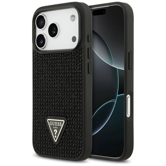 Kotelo Apple iPhone 17 Prolle, Guess, Rhinestone Triangle Logo, Musta