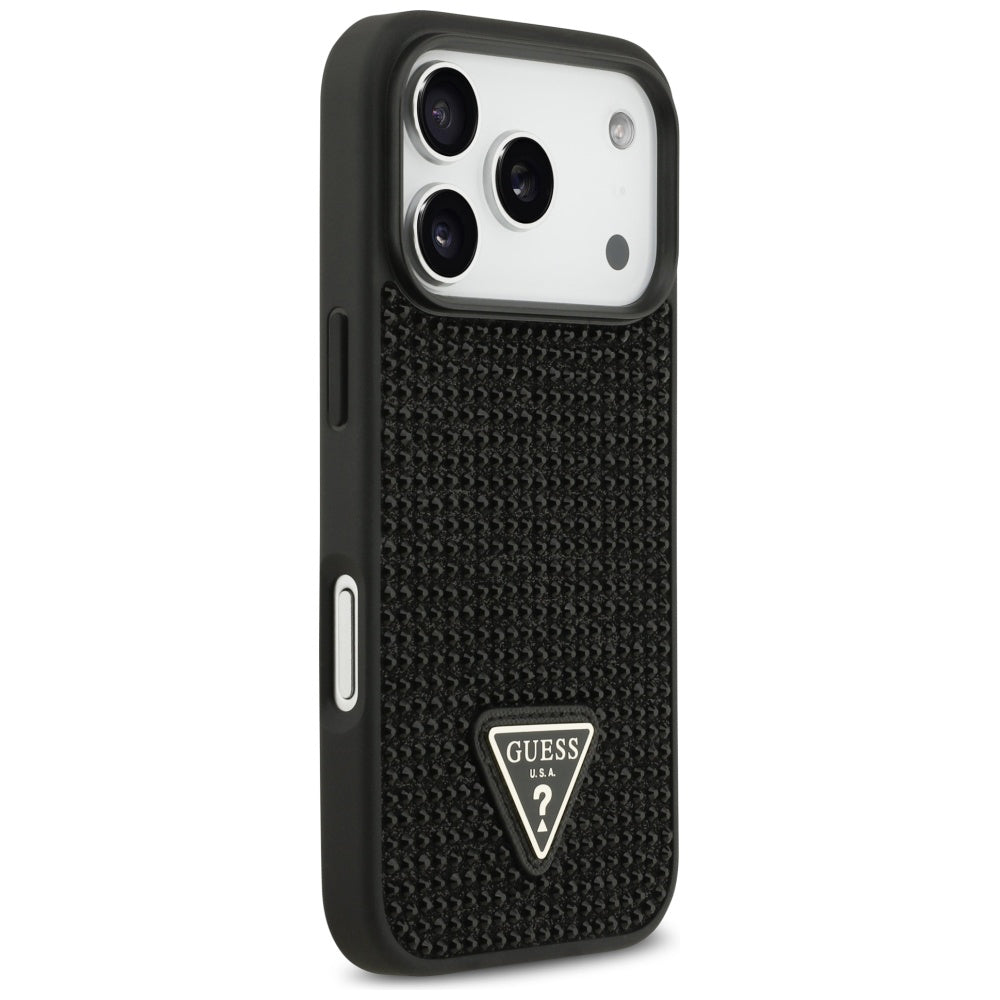 Kotelo Apple iPhone 17 Prolle, Guess, Rhinestone Triangle Logo, Musta