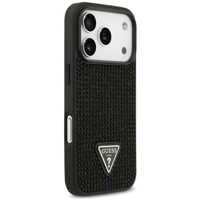 Kotelo Apple iPhone 17 Prolle, Guess, Rhinestone Triangle Logo, Musta