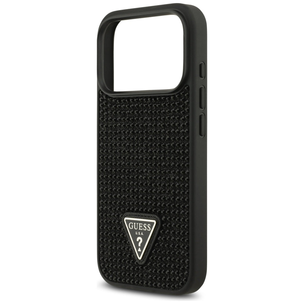 Kotelo Apple iPhone 17 Prolle, Guess, Rhinestone Triangle Logo, Musta