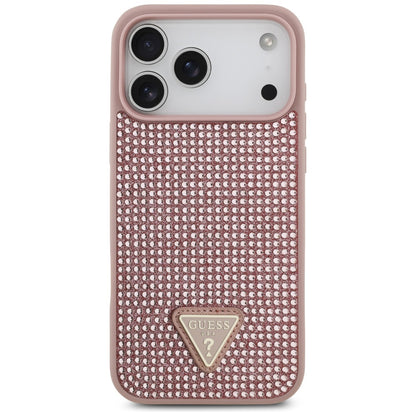 Kotelo Apple iPhone 17 Prolle, Guess, Rhinestone Triangle Logo, Pinkki
