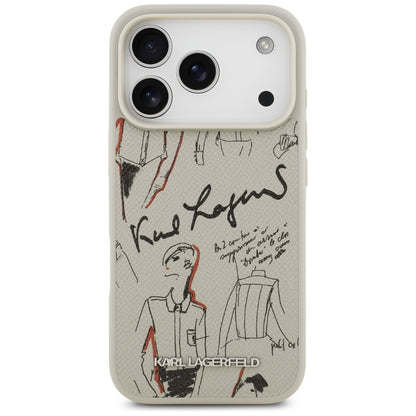 Kotelo Apple iPhone 17 Prolle, Karl Lagerfeld, Grained Pattern Logo, Harmaa