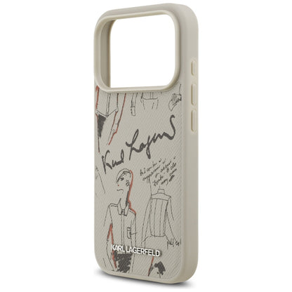 Kotelo Apple iPhone 17 Prolle, Karl Lagerfeld, Grained Pattern Logo, Harmaa
