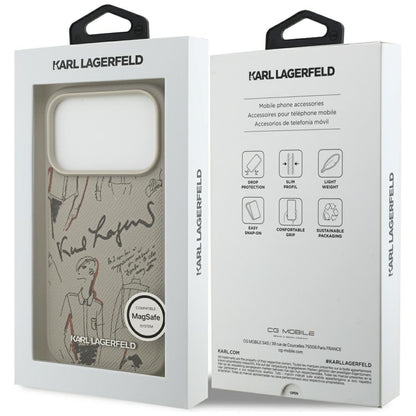 Kotelo Apple iPhone 17 Prolle, Karl Lagerfeld, Grained Pattern Logo, Harmaa