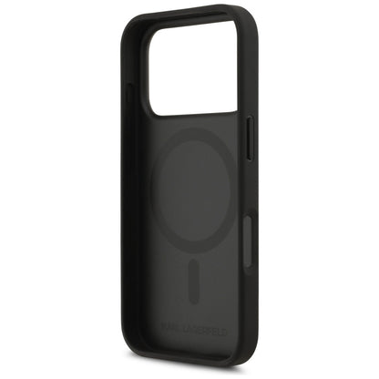 Kotelo Apple iPhone 17 Prolle, Karl Lagerfeld, Grained Pattern Logo, Musta