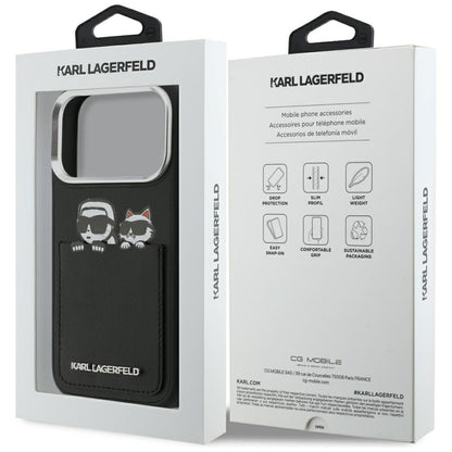 Case for Apple iPhone 17 Pro, Karl Lagerfeld, Karl & Choupette Print with Pocket, Black