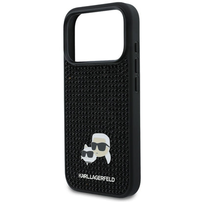 Kotelo Apple iPhone 17 Prolle, Karl Lagerfeld, Rhinestone Karl & Choupette Pins, Musta
