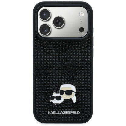Kotelo Apple iPhone 17 Prolle, Karl Lagerfeld, Rhinestone Karl & Choupette Pins, Musta