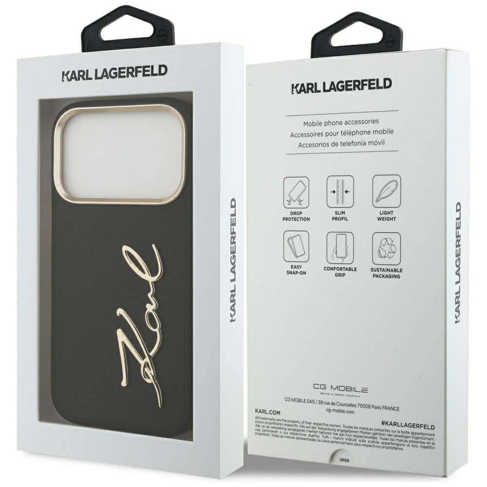 Kotelo Apple iPhone 17 Prolle, Karl Lagerfeld, Script Logo, Musta
