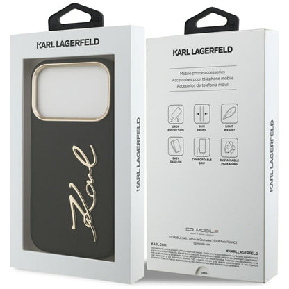 Kotelo Apple iPhone 17 Prolle, Karl Lagerfeld, Script Logo, Musta