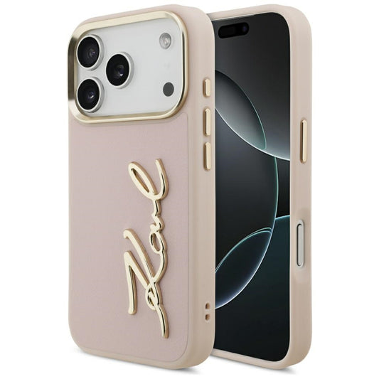 Kotelo Apple iPhone 17 Prolle, Karl Lagerfeld, Script Logo, Pinkki