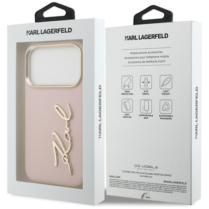 Kotelo Apple iPhone 17 Prolle, Karl Lagerfeld, Script Logo, Pinkki