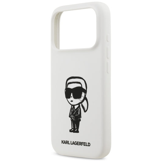 Kotelo Apple iPhone 17 Prolle, Karl Lagerfeld, Sketch and Logo Karl, Valkoinen