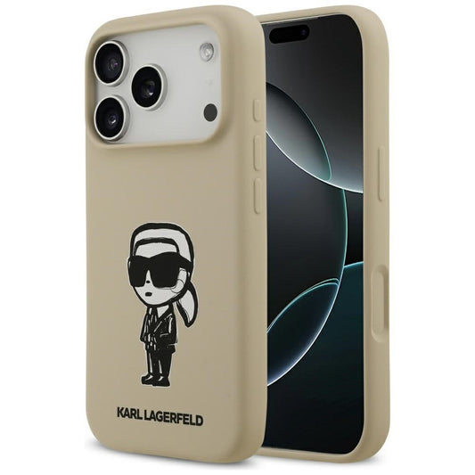 Kotelo Apple iPhone 17 Prolle, Karl Lagerfeld, Sketch and Logo Karl, Ruskea