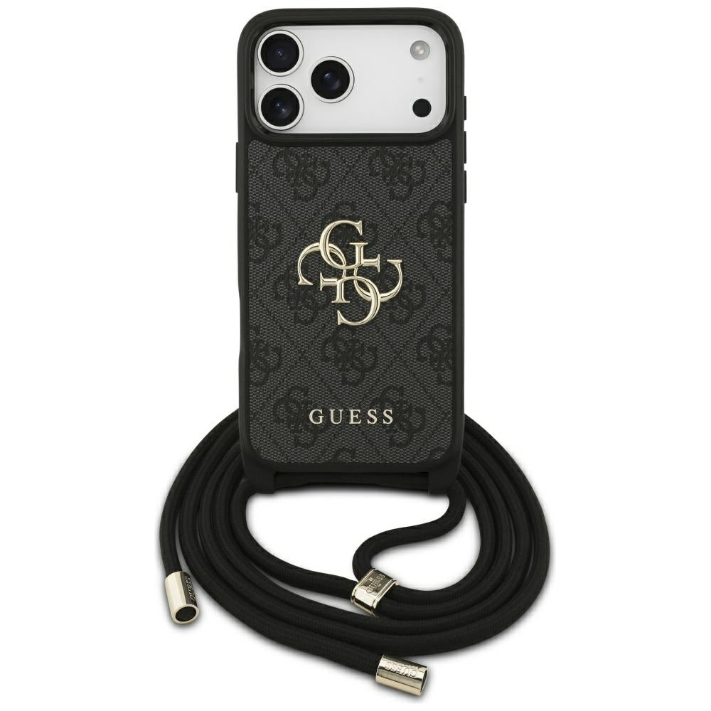 Suojakotelo Apple iPhone 17 Pro Max, Guess, 4G CBDY Big Logo with Cord Strap, Musta