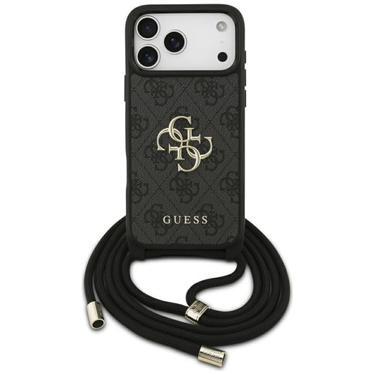 Suojakotelo Apple iPhone 17 Pro Max, Guess, 4G CBDY Big Logo with Cord Strap, Musta