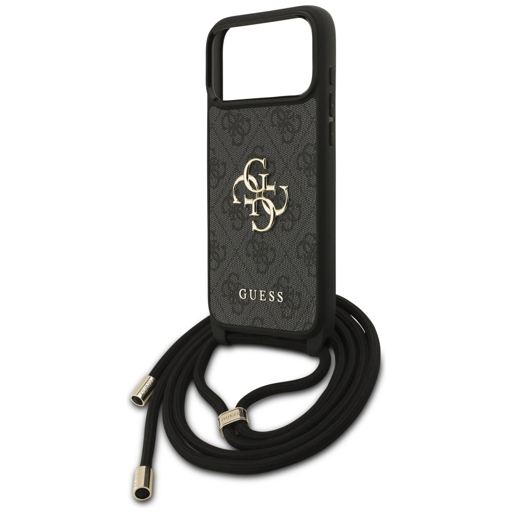 Suojakotelo Apple iPhone 17 Pro Max, Guess, 4G CBDY Big Logo with Cord Strap, Musta