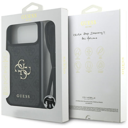 Suojakotelo Apple iPhone 17 Pro Max, Guess, 4G CBDY Big Logo with Cord Strap, Musta