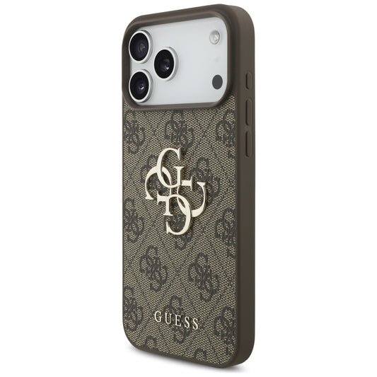 Suojakotelo Apple iPhone 17 Pro Maxille, Guess, 4G Classic Logo with Pearl Strap, Ruskea