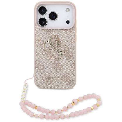 Kotelo Apple iPhone 17 Pro Max:lle, Guess, 4G Classic Logo with Strap, Pinkki