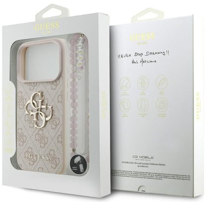 Kotelo Apple iPhone 17 Pro Max:lle, Guess, 4G Classic Logo with Strap, Pinkki