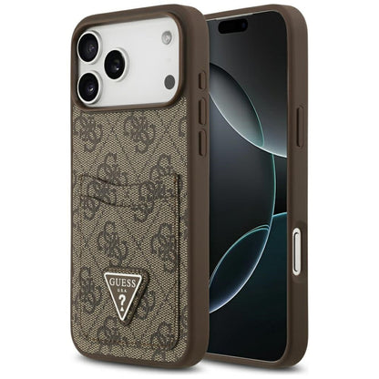 Suojakotelo Apple iPhone 17 Pro Max, Guess, 4G Double Card Triangle, Ruskea
