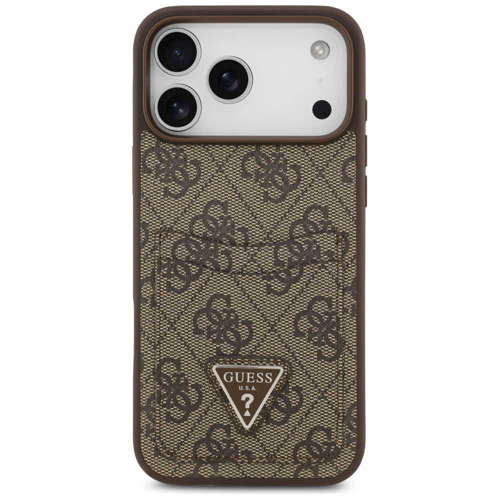 Suojakotelo Apple iPhone 17 Pro Max, Guess, 4G Double Card Triangle, Ruskea