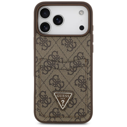 Suojakotelo Apple iPhone 17 Pro Max, Guess, 4G Double Card Triangle, Ruskea