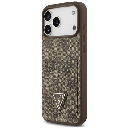 Suojakotelo Apple iPhone 17 Pro Max, Guess, 4G Double Card Triangle, Ruskea