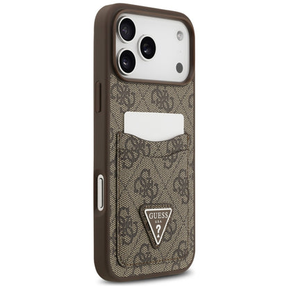 Suojakotelo Apple iPhone 17 Pro Max, Guess, 4G Double Card Triangle, Ruskea