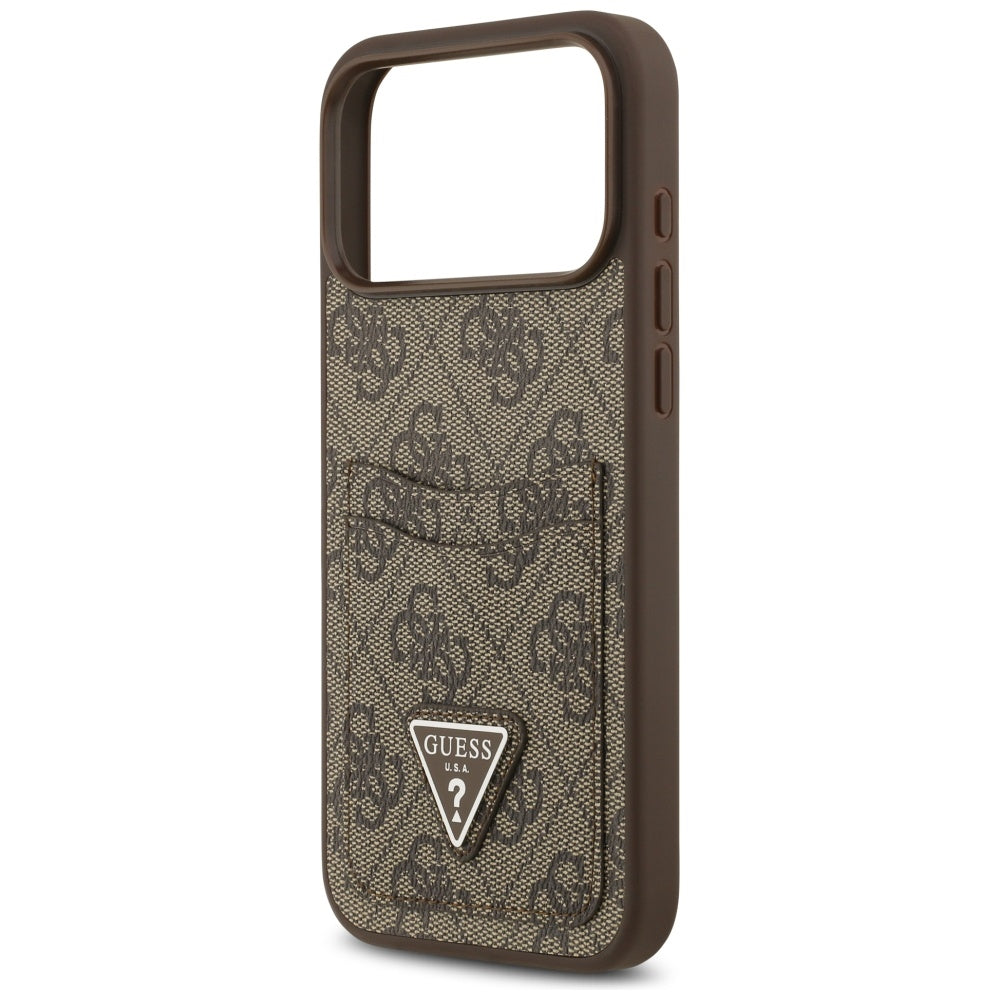 Suojakotelo Apple iPhone 17 Pro Max, Guess, 4G Double Card Triangle, Ruskea