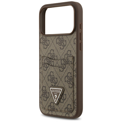 Suojakotelo Apple iPhone 17 Pro Max, Guess, 4G Double Card Triangle, Ruskea