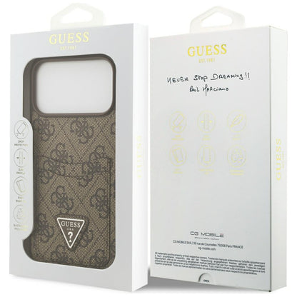 Suojakotelo Apple iPhone 17 Pro Max, Guess, 4G Double Card Triangle, Ruskea