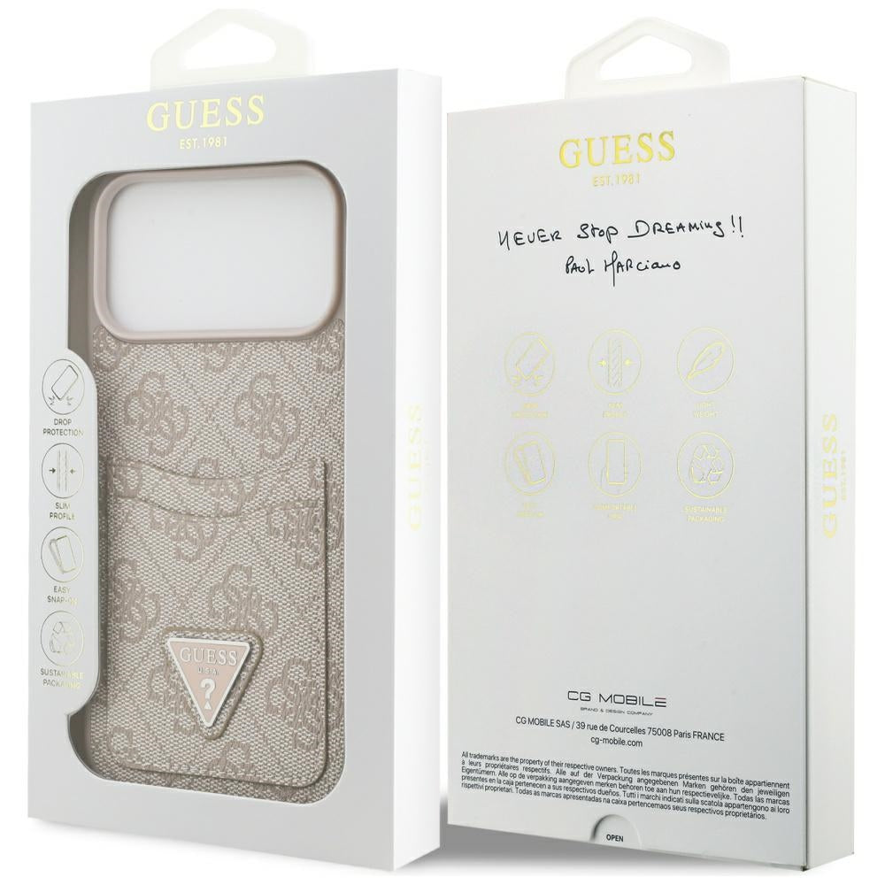 Suojakotelo Apple iPhone 17 Pro Max, Guess, 4G Double Card Triangle, Pinkki
