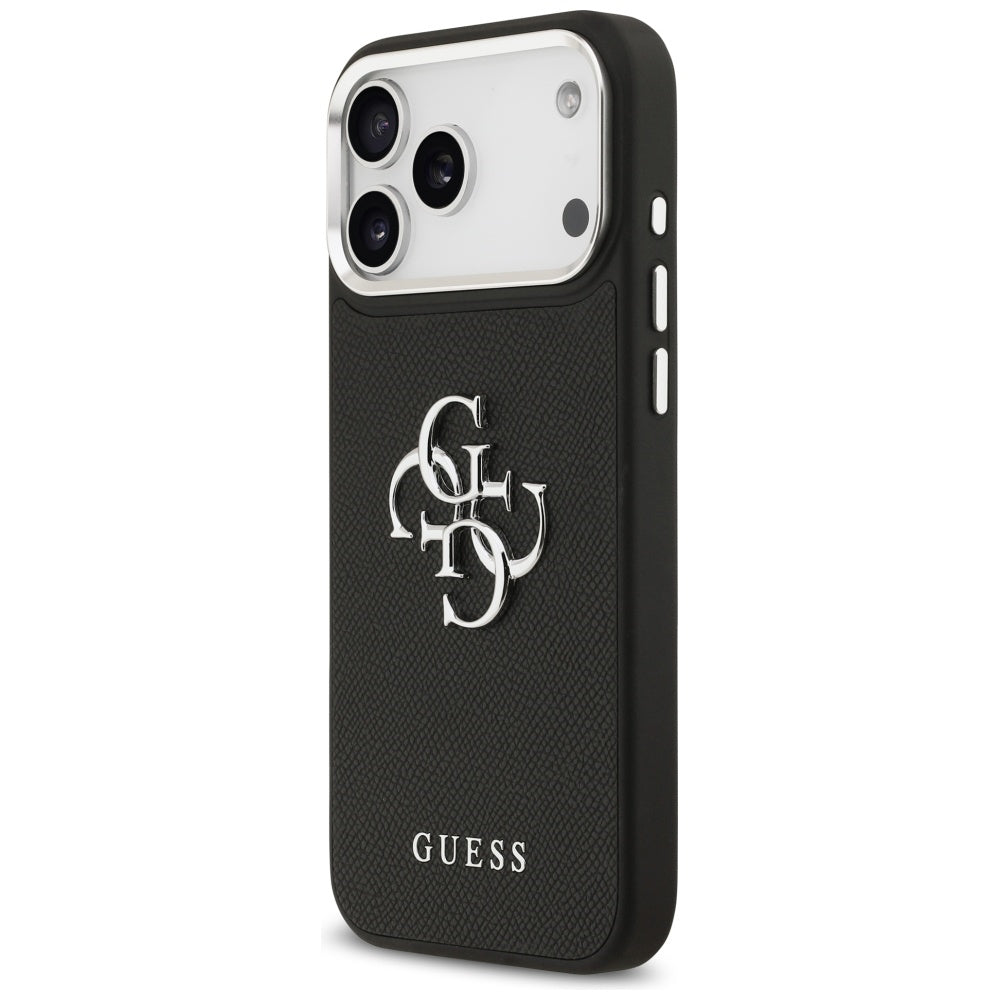 Kotelo Apple iPhone 17 Pro Maxille, Guess, 4G Grained Big and Classic Logo, Musta Hopea