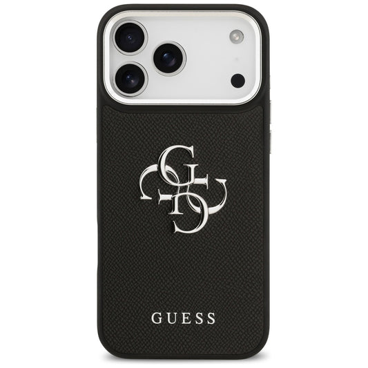 Kotelo Apple iPhone 17 Pro Maxille, Guess, 4G Grained Big and Classic Logo, Musta Hopea