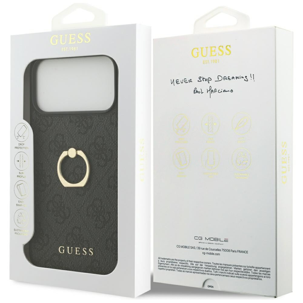 Suojakotelo Apple iPhone 17 Pro Maxille, Guess, 4G-rengasteline, Musta