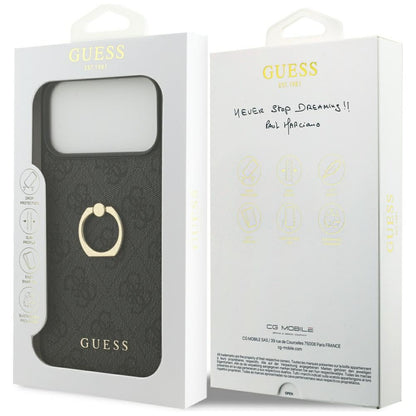 Suojakotelo Apple iPhone 17 Pro Maxille, Guess, 4G-rengasteline, Musta