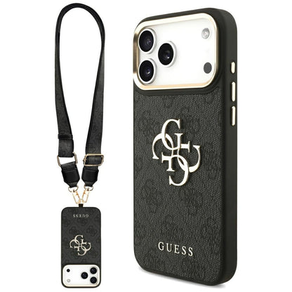 Suojakotelo Apple iPhone 17 Pro Max, Guess, Big 4G Classic Logo with Big Strap, Musta