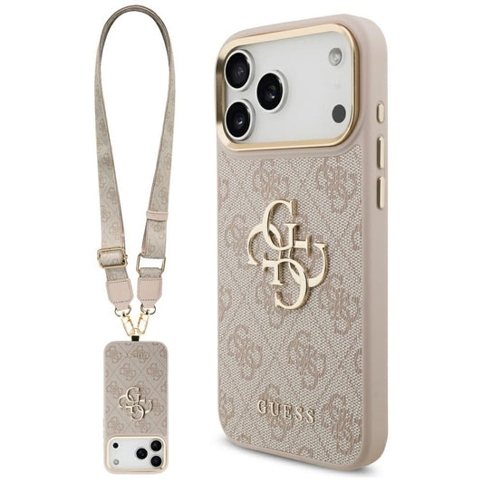 Suojakotelo Apple iPhone 17 Pro Maxille, Guess, Big 4G Classic Logo with Big Strap, Pinkki