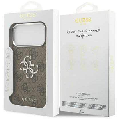 Kotelo Apple iPhone 17 Pro Max:lle, Guess, Big 4G Logo Classic, Ruskeahopea