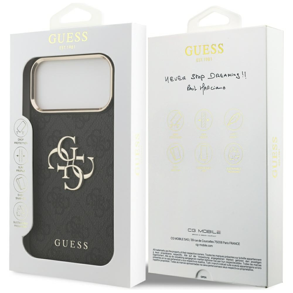 Kotelo Apple iPhone 17 Pro Max:lle, Guess, Big 4G Logo Classic, Musta Kulta