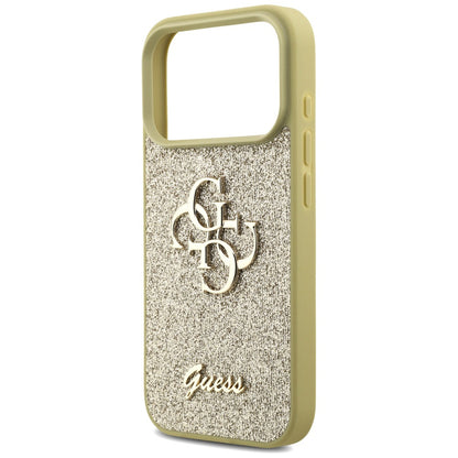 Suojakotelo Apple iPhone 17 Pro Max, Guess, Fixed Glitter Big 4G, Kultainen