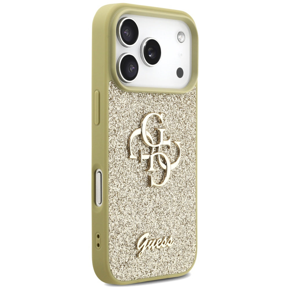 Suojakotelo Apple iPhone 17 Pro Max, Guess, Fixed Glitter Big 4G, Kultainen