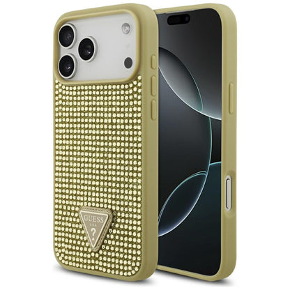 Kotelo Apple iPhone 17 Pro Max:lle, Guess, Rhinestone Triangle Logo, Kultainen