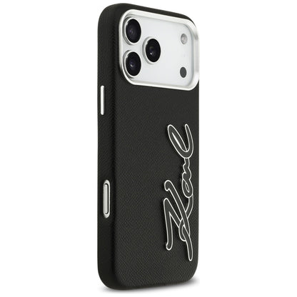 Kotelo Apple iPhone 17 Pro Max:lle, Karl Lagerfeld, FW Grained Signature Logo, Musta