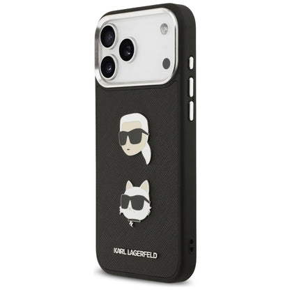 Kotelo Apple iPhone 17 Pro Max:lle, Karl Lagerfeld, Grained Karl & Choupette's Heads Pins and Logo, Musta