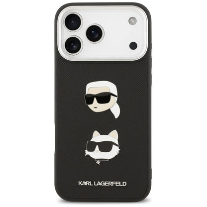 Kotelo Apple iPhone 17 Pro Max:lle, Karl Lagerfeld, Grained Karl & Choupette's Heads Pins and Logo, Musta
